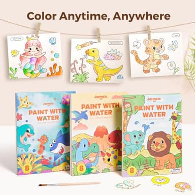 Jar Melo Paint with Water Books for Toddlers, Mess Free Watercolor Painting Activity for Kids Ages 1-3, 2-4, 4-6, Art Craft Coloring Gift with Brush, Airplane Travel Activities for Toddlers, Animals - Image 4
