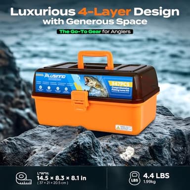 PLUSINNO Large 4-Layer Tackle Box with Tackle Included, 547Pcs Fishing Lures Kit - Pliers, Crankbait, Hooks, Weights & Accessories - Freshwater Bass Fishing Bait Lure Gear and Equipment, Gift for Men - Image 7