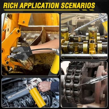 Grease Gun Kit, 7000 PSI Heavy Duty Pistol Grip Grease Gun with 14 oz Capacity, Includes 18 Inch Resin Flex Hose, Double Handle Grease Coupler and Other Accessories, Grease Gun for Automotive, Marine - Image 6