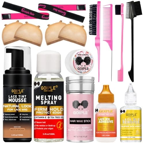 Lace Tint Lace Melting Hair Mousse for Women's Wigs and Hairpieces - Natural Finishing Tint Spray Tool Set (Medium Brown) - Image 1