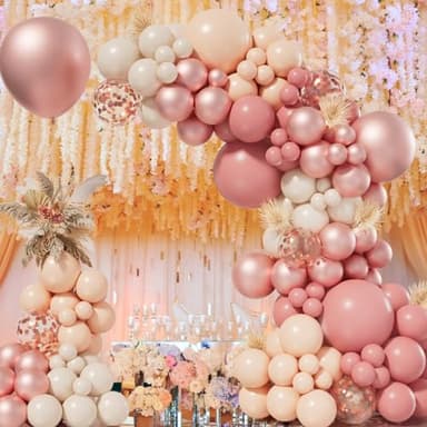 Bonropin Dusty Pink Balloon Arch Kit - 155pcs Blush Pink, Rose Gold, Pastel Orange & Ivory White Balloons for Baby Shower, Wedding, Birthday, Bachelorette, Party Decorations - Image 6