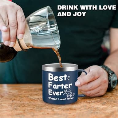 HECOMTRS Dad Gift for Fathers Day, Funny Dad Mug Father Day Gifts, Best Dad Ever Mugs with Hilarious Pattern, Gift for Daddy from Daughter Funny Papa Gifts Birthday Christmas-14oz (Navy Blue) - Image 7