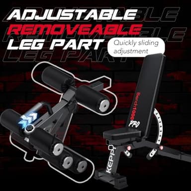 Keppi 1200LB Weight Bench, Heavy Duty Bench1000 PRO Adjustable Workout Bench Press Set for Home Gym Strength Training, Removable Foot Catch for Incline Flat Decline Sit Up Bench for Full Body Fitness - Image 4