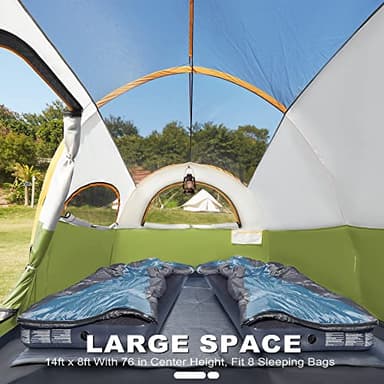 GoHimal 8 Person Tent for Camping, Waterproof Windproof Family Tent with Rainfly, Divided Curtain Design for Privacy Space, Portable with Carry Bag - Image 4