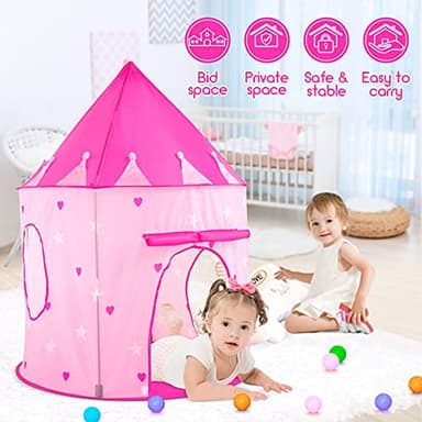 PigPigPen 3pc Kids Play Tent for Girls with Ball Pit, Crawl Tunnel, Princess Tents for Toddlers, Baby Space World Playhouse Toys, Boys Indoor& Outdoor Play House, Perfect Kid’s Gifts - Image 2