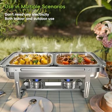 sifer 9Qt 4Pack [Multi-Size] Chafing Dish for Buffet | 80% Faster Screwless Assembly & Stackable Design for Wedding/Home/Christmas Buffets - Image 6