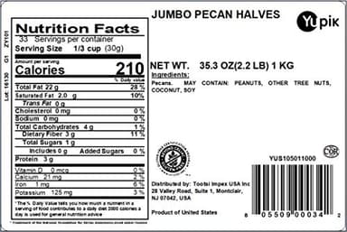Yupik Jumbo Pecans, Halves, 2.2 lb (35.2 oz), Kosher, Gluten-Free, Raw Nuts, Half Pieces, Unsalted, Unroasted, Oil-Free, Crunchy, Source of Fiber, Healthy Snacks, Ideal for Baking & Cooking - Image 2