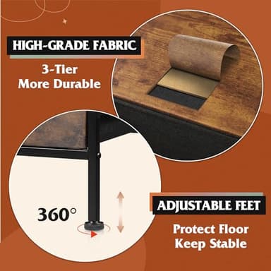 WLIVE Dresser for Bedroom with 6 Drawers, Wide Fabric Dresser TV Stand for 50 Inches TV, with Metal Frame, Wooden Top, Fabric Storage Dressers for Bedroom, Hallway, Entryway, Rustic Brown - Image 9