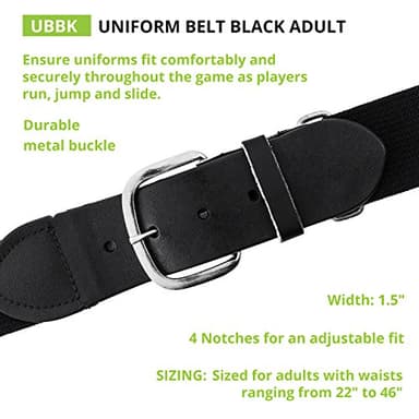 Champion Sports Baseball/Softball Uniform Belt - Comfort Nylon Stretch Fit Uniform Belt - Durable Leather Tab - Adult "22-46 Inches" - Black - Image 2