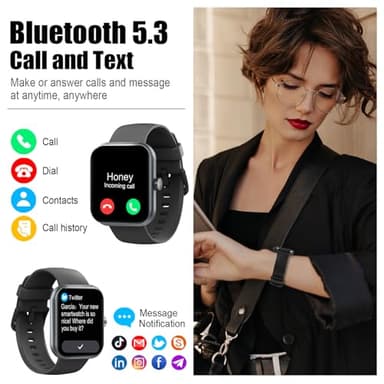 Smart Watch for Men Women, 1.96" Fitness Tracker Running Watch (Answer/Make Call), IP68 Waterproof, Pedometer, Sleep/Step/Activity/Heart Rate Monitor, 110+ Sport Modes Smartwatch for Adroid iOS Phone - Image 2