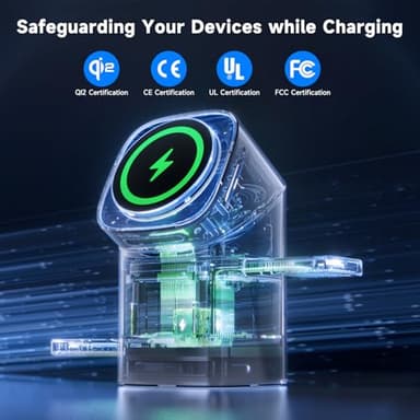 EnergyCell Rotating Wireless Charger, Qi2 Certified 2X Faster 15W for iPhone Charging Station 16/15/14/13/12, Apple Watch, AirPods, 3 in 1 Charging Station Apple Magnetic with Heat Dissipation, Grey - Image 7