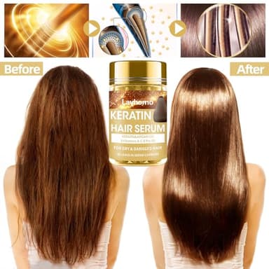 Keratin Hair Treatment Serum,Hair Oil Treatment for Dry Damaged Hair,Hair Oil Capsules with Keratin,Argan Oil-Leave-in Anti Frizz Conditioner with Vitamins A, C, E & B5- No Rinse for All Hair Types - Image 3