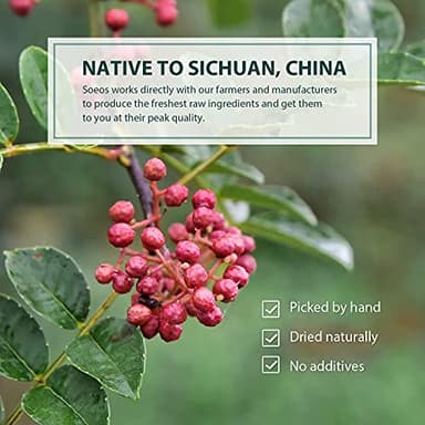 Soeos Sichuan Peppercorns, 8oz(227g), Authentic Szechuan Red Peppercorn, Numbing and Tingle Effect, Less Seeds, Strong Flavor, Essential for Mapo Tofu, Kung Pao Chicken and Asine Cusine - Image 6