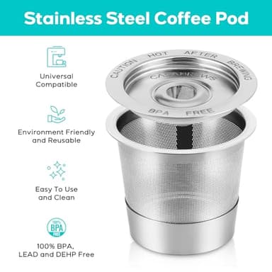 CASABREWS CASKF02 Reusable K Cup Filters, 2 Pack Stainless Steel Refillable Coffee Pods for Keurig 1.0 Brewers, Universal Fit, Eco-Friendly & BPA-Free - Image 4