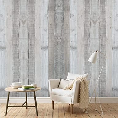 WENMER Gray Vintage Wood Wallpaper, 17.71'' x 472'' Peel and Stick, Shiplap, Self-Adhesive, Waterproof, 58.21 sq.ft. Coverage - Image 3