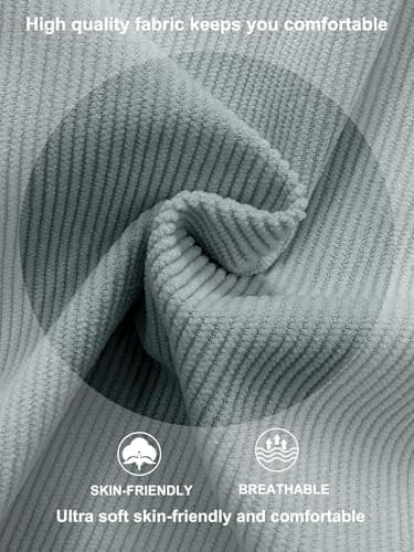 PLEPAN Mens Shorts 7 inch Corduroy Casual Short Drawstring Elastic Waist Lightweight Light Blue Large - Image 5