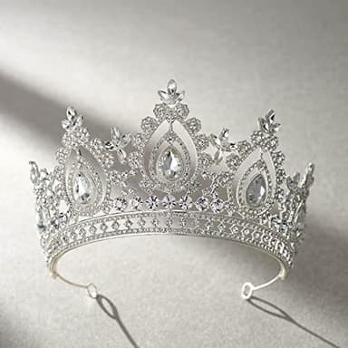 SWEETV Queen Crown for Women,Wedding Tiara for Bride,Princess Tiara,Quinceanera Pageant Crown Diadem,Crystal Headpiece for Birthday Prom,Silver - Image 5