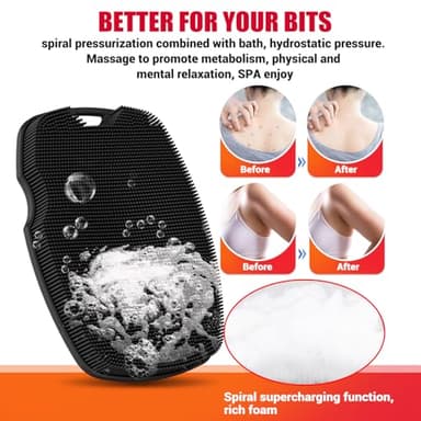 Canroom Zinc Infused Silicone Body Scrubber for Shower,Food-Grade Handheld Cleansing Skin Brush, Gentle Exfoliating and Lather Well - Black - Image 4