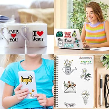 220Pcs Inspirational Christian Stickers, Waterproof Bible Verse Jesus Stickers for Water Bottles Laptop Scrapbook Journaling Planner, Bible Study Vision Board Supplies Christian Easter Gifts for Kids - Image 6