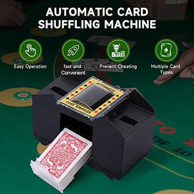 Unniweei Automatic Card Shuffler 1-4 Decks, Battery-Operated Electric Shuffler, Casino Card Game for Poker, Home Card Game, UNO, Phase10, Texas Hold'em, Blackjack, Home Party Club Game - Image 4