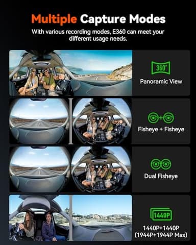 Vantrue E360 5.2K 360° Panoramic Dash Cam, 5GHz WiFi&GPS, Dual STARVIS 2, HDR,8 IR Night Vision, Front and Inside Dash Camera, Touchscreen, 24/7 Buffered Parking Mode, LTE Support, Support 1TB Max - Image 7