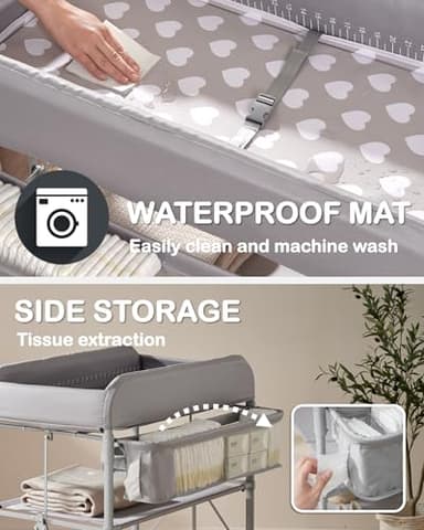 BEKA Diaper Changing Station, Portable Changing Table for Baby, Waterproof, Folding Portable Changing Station, Adjustable Height w/Organizer, Mobile Nursery Diaper Changing Table for Baby, Newborn - Image 3