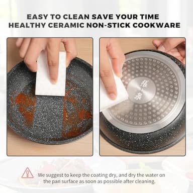 ZHANG XIAO QUAN SINCE 1628 Pots and Pans Set Non Stick, Black Pots and Pans Set, 6PCS Aluminium Oven Safe Cookware Set, PTFE/PFAS/PFOA Free Cookware, Non Stick Pots and Pan Set Detachable Handle - Image 7