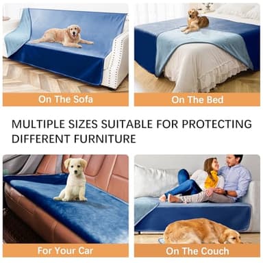 Tuffeel Waterproof Blanket for Bed Protection, Washable Dog Blankets for Couch, Soft Reversible Pet Throw Furniture Protector Cover for Sofa-82"x108",Navy Blue+Stone Blue - Image 3