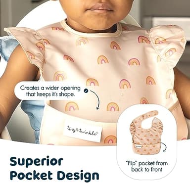 Tiny Twinkle Mess Proof Baby Bibs for Eating – Waterproof, Wipeable Toddler Bibs with Pocket – Baby Food Bibs for Girls & Boys(3 Pack,Unicorn) - Image 6