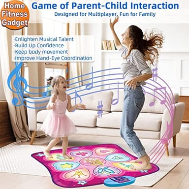 SUNLIN Dance Mixer Rhythm Step Play Mat - Dance Game Toy Pad with LED Lights, Gift for Kids Girls Boys, Adjustable Volume, Built-in Music, 3 Challenge Levels (3-12 Years Old), Pink - Image 3