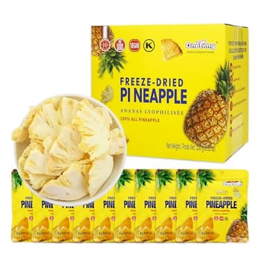 ONETANG Freeze-Dried Fruit Pineapple Chips, 10 Pack Single-Serve Pack, Non GMO, Kosher, No Add Sugar, Gluten free, Vegan, Holiday Gifts, Healthy Snack 0.35 Ounce - Image 1