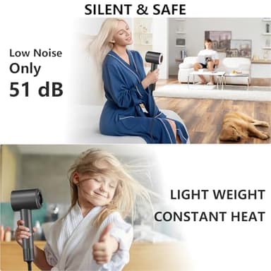Hair Dryer, 160000 RPM Professional High-Speed Blow Dryer 2 Billion Negative Ionic Care Hair Dryer (Black Gray) - Image 8