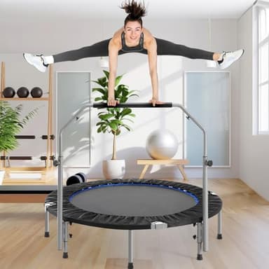 DUMOS 48" Rebounder Trampoline for Adults with Handle, Exercise Trampoline Foldable Indoor Mini Rebounders with Adjustable Bar for Workout Fitness Max Load 330lbs - Image 7