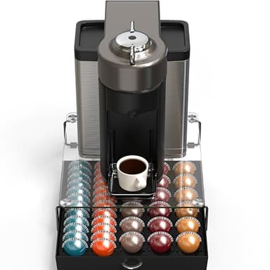 DecoBrothers Crystal Tempered Glass Vertuo Pod Holder Drawer, 30 Large or 60 Small Nespresso Capsule Organizer, Black - Image 6