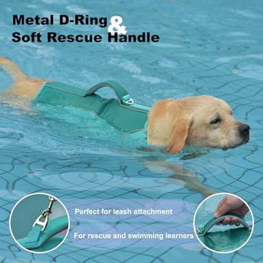 Petglad Dog Life Jacket, Reflective Dog Harness Life Vest with Rescue Handle for Swimming Boating, Adjustable High Buoyancy Flotation Swim Vest for Small Meium Large Dogs - Pine Green, XS - Image 4