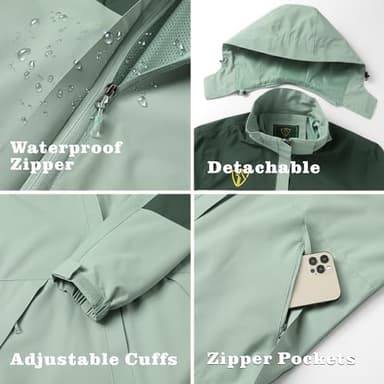 GIISAM Rain Jacket Womens Waterproof with Hood, Lightweight Rain Jackets Packable Raincoat Windbreaker Coat for Women - Image 4
