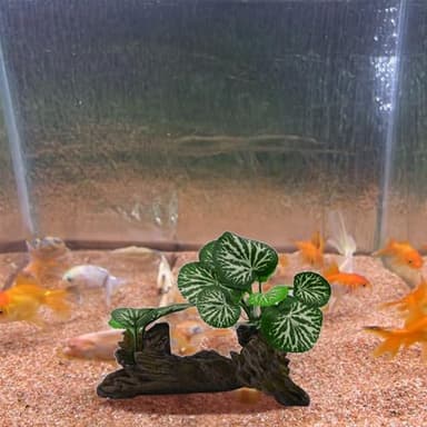 Silk Aquarium Plants, Artificial Plant Goldfish Waterscape Fish Hides Plastic Driftwood Set, Reptile Plants for Aquarium, Fish Tank Decoration(NIK-01B6 1PCS + L009 5PCS) - Image 3