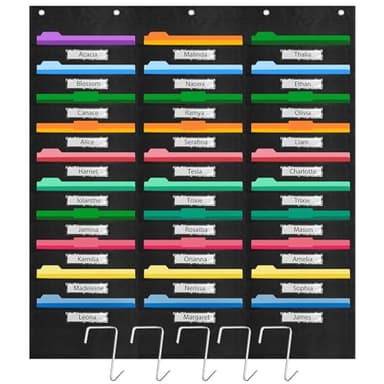RSUARSUA File Storage Pocket Chart with Nametag 30 Pockets,Hanging Wall File Organizer for Classroom and Office, Organize Your Assignments, Files, Scrapbooks, Paper - Image 1