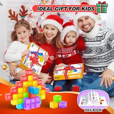 Feoxialy Magnetic Blocks - 52pcs Translucent Magnetic Cubes, Digit Building Blocks Magnet Toys for Kids, Rainbow STEM Creativity Toys 3+ Year Old Boys & Girls Toddlers Kids Christmas Birthday Gifts - Image 9