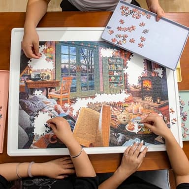 Playboda 1000 Pieces Rotating Plastic Puzzle Board with Drawers and Cover, 30"x22" Portable Spinning Jigsaw Puzzle Table for Adults, Upgraded Lazy Susan, Ideal Gift for Mum - Image 9