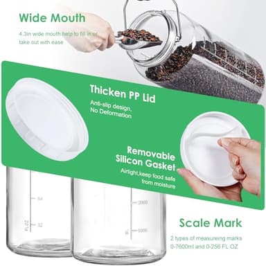 Qianfenie 2 Gallon Glass Jar with Airtight Lid, Wide Mouth Mason Jar with Lids(7600ML), Set of 1, 2 Gallon Large Glass Jar with Lid and Stainless Steel Handle - Image 5