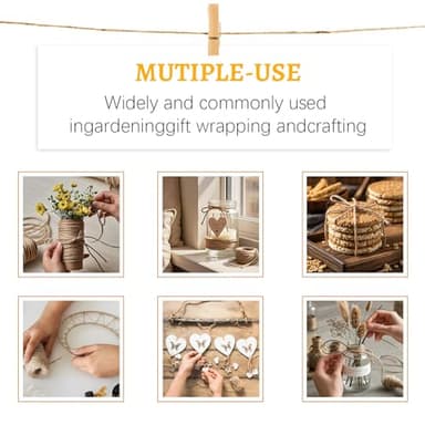 10 PCS Twine String Bulk 6000 Feet Long, 2mm Thin Jute Twine for Crafts, Hemp Rope Wrapping, Packing Gardening, Crochet Knitting Macrame Decor, 600 Feet Each Roll - Image 5