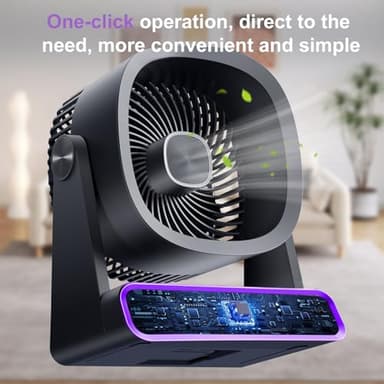 POOCCI Desk Fan, Strong Airflow 120 Speeds Rechargeable Battery Operated Fan Quiet Digital Display Air Circulator Fan for Office, Bedroom, Kitchen, Home, Outdoor, Small Travel Camping USB Table Fan… - Image 4