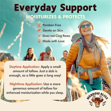 Meadow Bliss Beef Tallow for Skin - Moisturizer Cream - 100% Grass Fed - Whipped Beef Tallow - Organic Jojoba Oil - Organic Shea Butter - Supports Eczema, Rosacea+ - Made in USA - Citrus Breeze - 2 oz - Image 8