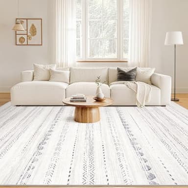 Nakagishi 6x9 Area Rugs Living Room: Washable Boho Large Neutral Soft Farmhouse Rug Stain Resistant Modern Indoor Floor Non-Slip Carpet for Bedroom Nursery Kids Playroom Office Dining Room Dorm- Gray - Image 4