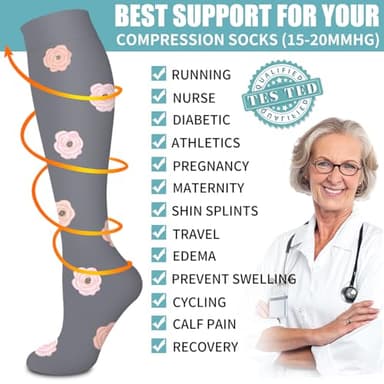 Laite Hebe Compression Socks for Women & Men Circulation(6 pairs)-Graduated Supports Socks for Running, Athletic Sports - Image 5