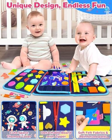 Gojmzo Busy Board Montessori Toys for Toddler Boy Birthday Gifts, Busy Book Sensory Toys for Toddlers, Learning Educational Toddler Travel Activities - Image 4