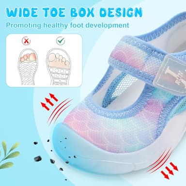 L-RUN Sandals for Toddler Boys Closed Toe Sports Sandals for Kids Barefoot Toddler Sandals Wide Toe Pink 6 Toddler - Image 3