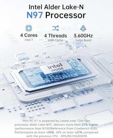 ACEMAGIC Mini Pc 11 Pro, Processor N97 (Beat N100/N95/N150) up to 3.6 GHz Mini Computers, 16GB DDR4 256GB SSD, 4K Dual Display WiFi BT VESA Micro Small Pc for Business and Home, Mini Desktop - Image 3