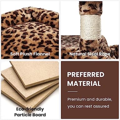 SHA CERLIN 68 Inches Multi-Level Large Cat Tree for Large Kitties/Big Cat Tower with Condo/Cozy Plush ‌Pussycat Perches/Sisal Scratching Posts and Hammocks/Activity Center/Leopard Print - Image 5